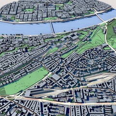 Cityscape Budapest Hungary, 3D Rendering