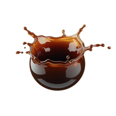 Coffee splash with chocolate explosion with ball transparent background
