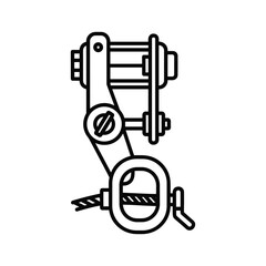 Fishing reel mechanism line icon, tackle equipment, angling vector