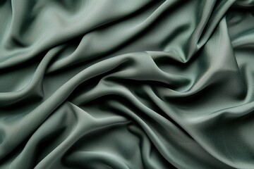 Fototapeta premium Gently flowing fabric in a rich green tone forms a luxurious texture. The soft wool drapes gracefully, enhancing any scene with elegance and charm, perfect for fashion or decor