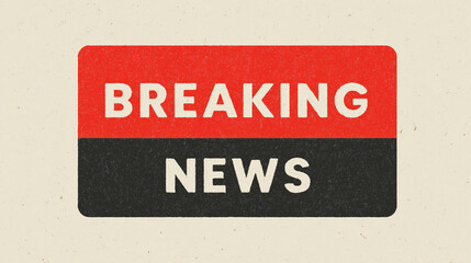 Breaking News Graphic Banner in Bold Retro Style with Red and Black Color Blocks Media Industry International News Concept
