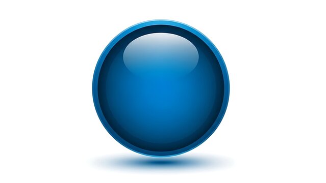 Shiny blue 3d orb with reflective highlights and soft shadow effect