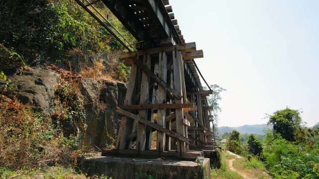 Historic Death Railway bridge in Kanchanaburi, Thailand.