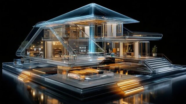 Architectural Blueprint: An intricate blueprint of a modern house, showcasing its design and structure with precision and detail, highlighting the innovative architecture and construction principles.