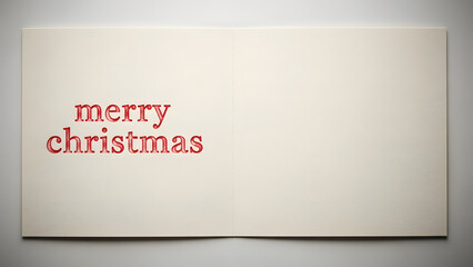 Minimalist Red Merry Christmas Text on Neutral Cream Background