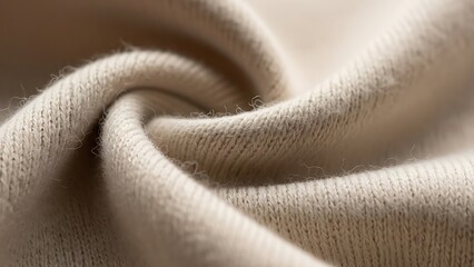 Close-Up of Soft Beige Knit Fabric with Swirls and Texture