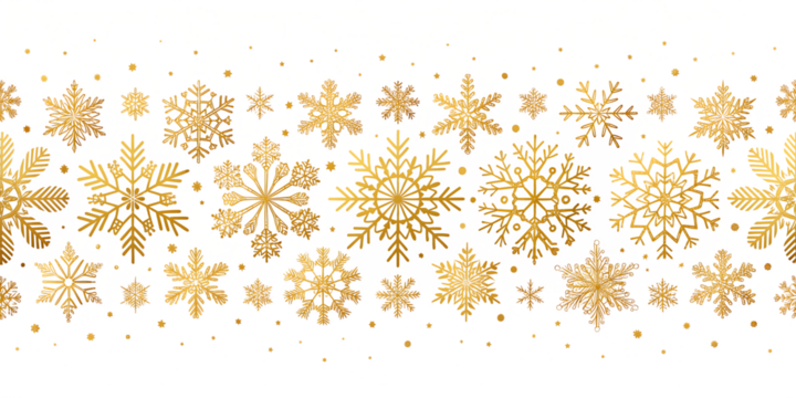 Gold Christmas Ornaments Border – Festive Line Art Hanging Decoration on Transparent Background	
