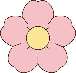 Cute Cartoon Single Pink Cherry Blossom Flower Illustration for Spring