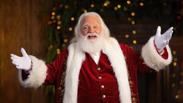 Jolly Santa Claus with White Beard and Red Suit Christmas - Powered by Adobe