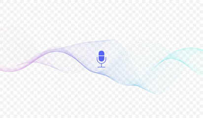 Obraz premium Voice assistant concept. Vector sound wave. Voice and sound recognition equalizer wave flow background. Personal assistant and voice recognition concept gradient vector illustration.