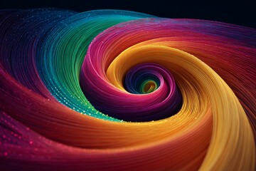 Fototapeta premium A vibrant swirl of rainbow colored strands creating a mesmerizing abstract vortex design image