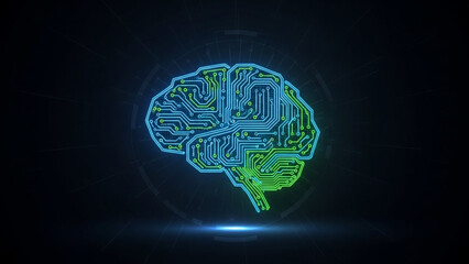 Artificial intelligence brain circuit board technology neural network machine learning concept art