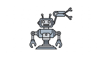 Cute cartoon robot vector illustration for ai technology and robotics design projects and children's art work