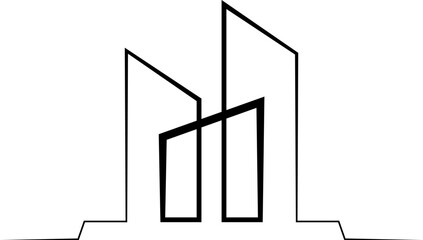Continuous single line drawing building logo concept. Symbol of a modern home. Architecture. Linear . One continuous line isolated minimalist illustration. Not AI.