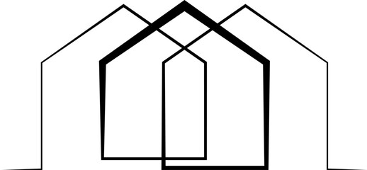 Continuous single line drawing building logo concept. Symbol of a modern home. Architecture. Linear . One continuous line isolated minimalist illustration. Not AI.