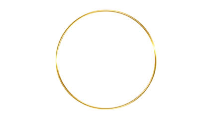 Elegant shiny thin gold circle frame isolated for wedding invitations and luxury branding design element isolated PNG with Transparent Background