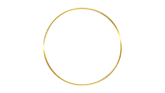 Elegant shiny thin gold circle frame isolated for wedding invitations and luxury branding design element isolated PNG with Transparent Background