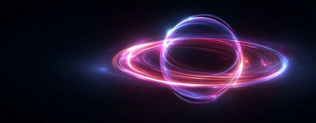 Celestial Orbit: An elegant abstract portrayal of luminous energy, forming concentric rings against a backdrop of the deep cosmos, evoking cosmic mystery.
