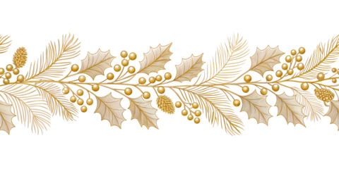 Gold Shooting Stars Border – Elegant Holiday Line Art Divider on Transparent Background	
