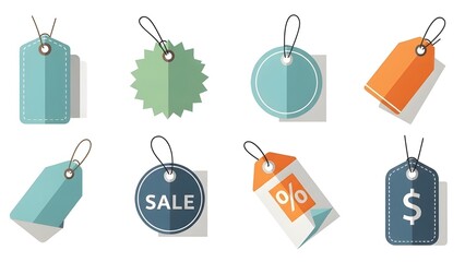 Price tag icons set. Flat style. Vector illustration isolated on white ba