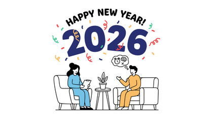 Happy New Year 2026 Counseling session for stress mental health and resolution planning