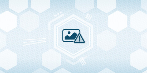 Image Warning Vector Header - Picture Icon with Caution Sign