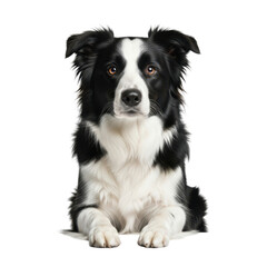 Fototapeta premium Portrait of a border collie dog sitting attentively isolated on transparent background