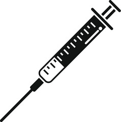 Syringe filled with liquid and needle, symbolizing vaccination and healthcare