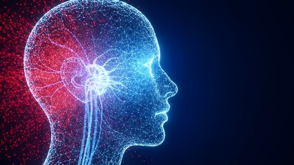 Digital human head with glowing brain artificial intelligence concept and technology