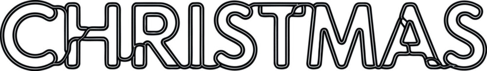 Obraz premium Double outlined Christmas text in black on a white background lettering holiday