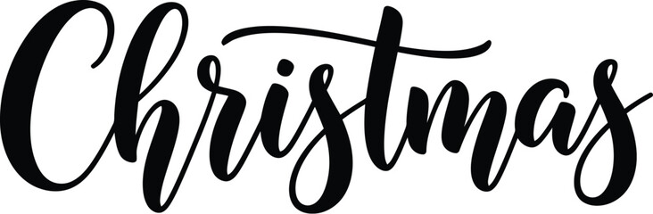 Elegant Black Calligraphy Script Text " Christmas lettering typography