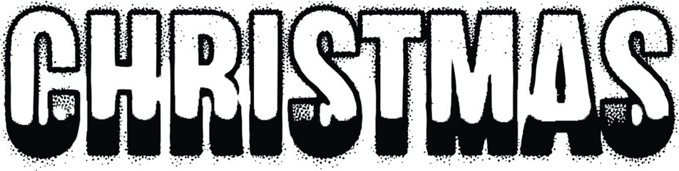 Graffiti style Christmas text with dripping effect and stippled texture word lettering
