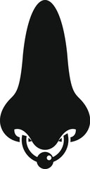 Nose silhouette displaying septum piercing, symbolizing individuality and alternative style