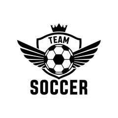 Obraz premium Winged Soccer/Football Team Emblem Logo with Crown
