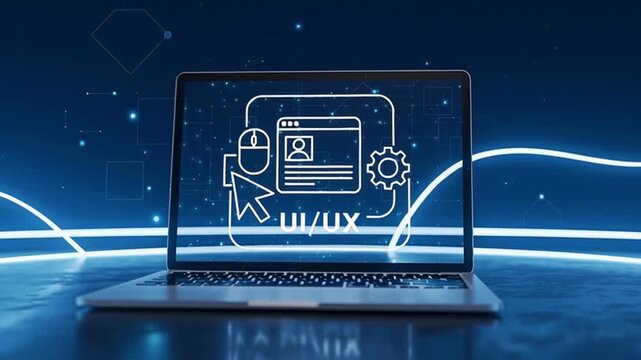 Laptop Screen Design with UI/UX concept.