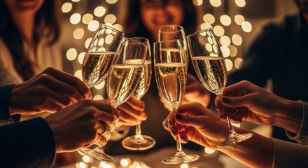 Friends celebrating with champagne at a party
