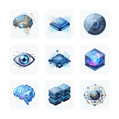 Artificial intelligence concepts and digital technology icons