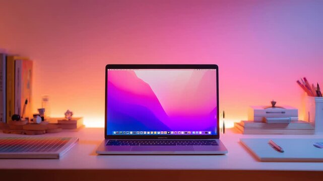Apple laptop office scene [4K]