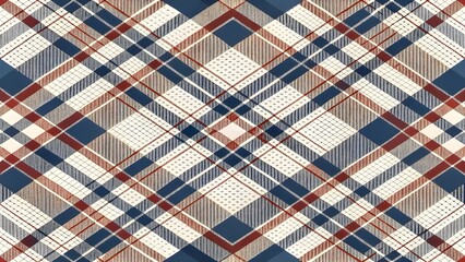 Classic tartan pattern design in navy blue and red, perfect for adding a touch of timeless elegance to your fabric, wallpaper, or branding projects