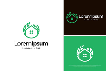 House nature real estate icon logo design template