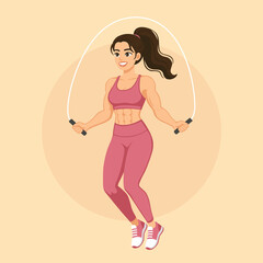 Active Cardio Workout: Woman Jumping Rope