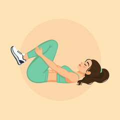Abdominal Exercises: Woman Doing Crunches Lying on Her Back