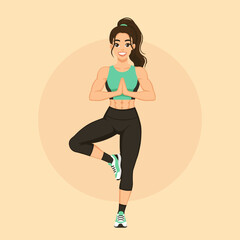 Yoga for Balance: Woman in Tree Pose (Vrikshasana)