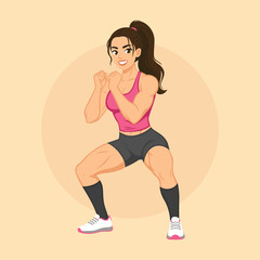 Bodyweight Training: Woman Performing a Squat or Power Stance