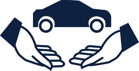 Hand holding car and drawing house illustration