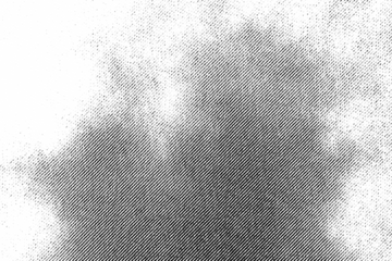 Macro halftone print of cloudy sky, with dense diagonal shading forming soft cloud shapes in the sky on a transparent background.