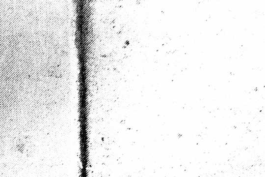 Macro halftone print of a vertical crease shadow made of dense diagonal lines with light speckles, rendered in black on a transparent background.