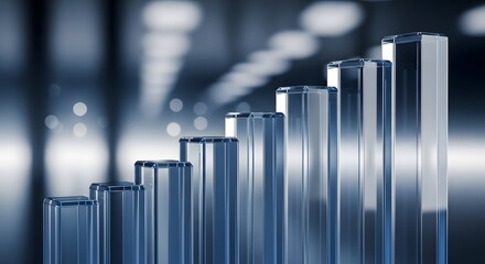 Business graph chart showing financial growth and success progress with a 3D stock market data arrow icon