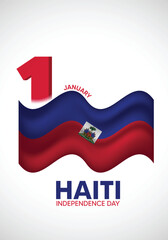 Haiti Independence Day Celebration Poster Featuring Waving National Flag and Bold Typography