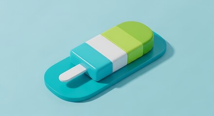 Stylized ice cream bar on a floating raft on blue background